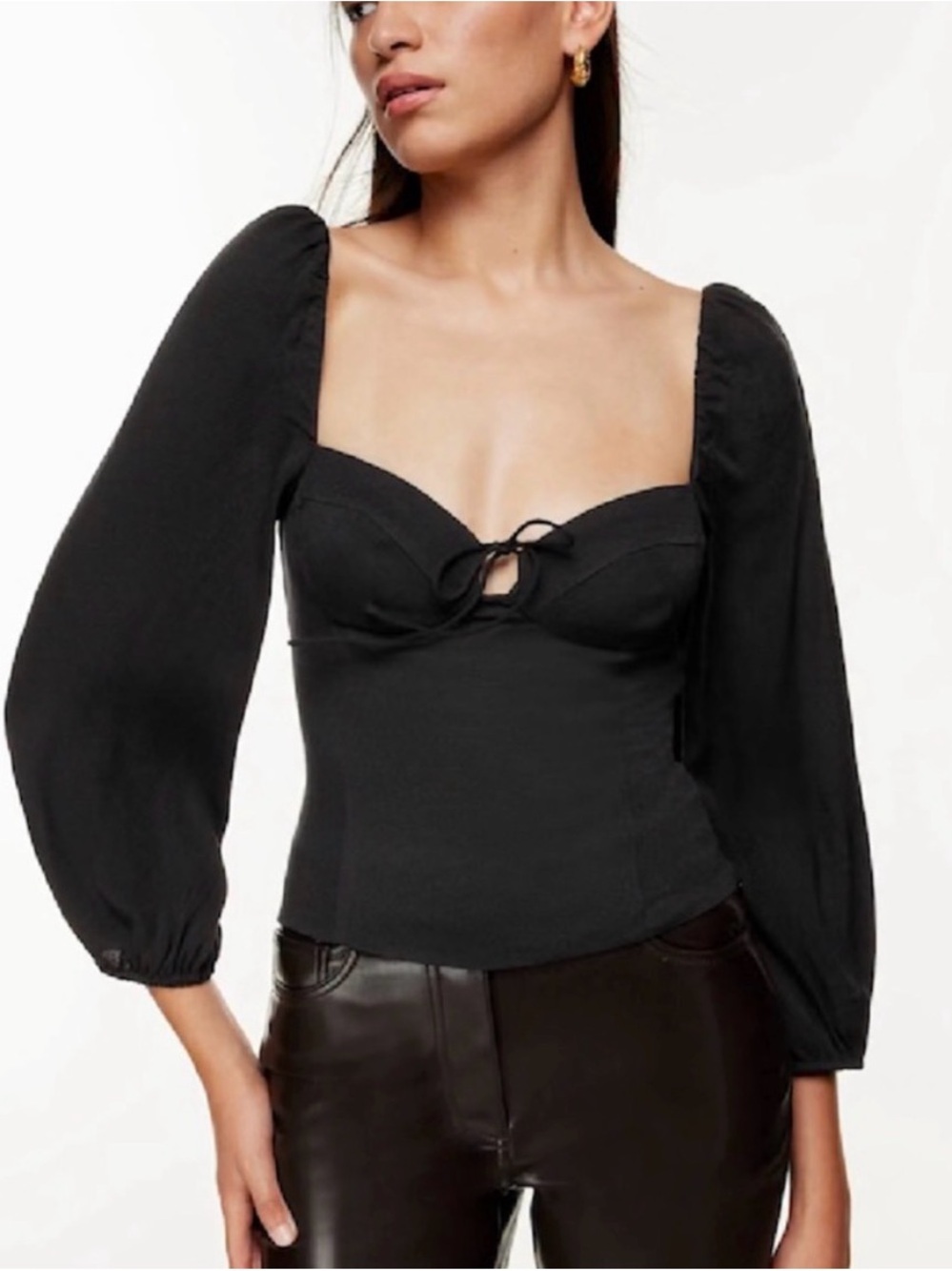 Aritzia Black Novella Blouse